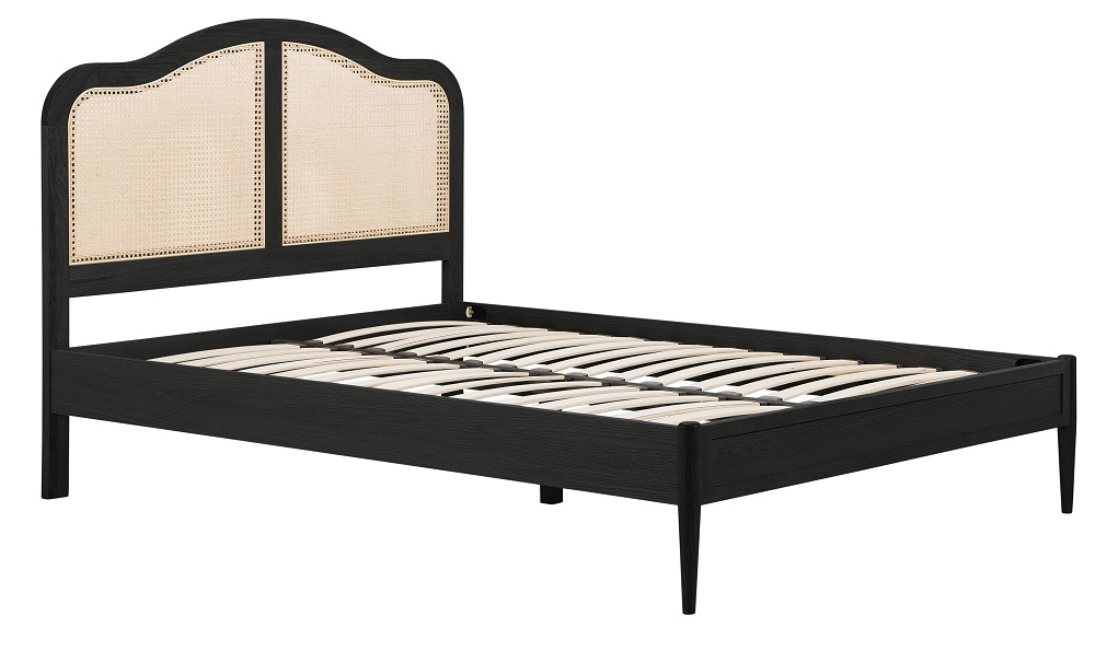 Product photograph of Leonie Black Oak Bed from Choice Furniture Superstore.